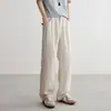 Calça Casual de Sarja com Linho da Nova Marca Tendência 2026 para Homens, Calça Reta Versátil de Caimento Solto para o Verão para Homens