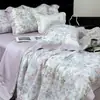 Colcha de Verano Estampada Estilo Pastoral en Tencel, Colcha de Aire Acondicionado de Verano de una Pieza, Juego de Cuatro Piezas, Lavable, Adecuada para Dormir Desnudo, Colcha Fina de Verano