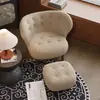 Cadeira Individual, Cadeira Sofá Individual de Luxo Leve, Cadeira de Lazer de Designer, Lã de Cordeiro Madeira Maciça, Puff Preguiçoso Celebridade da Internet, Cadeira de Quarto