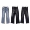 Novos Jeans Pretos Rasgados com Lavagem Leve e Barra Ligeiramente Flare da Gallery Dept - Calças Versáteis para Homens e Mulheres