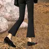 Jeans Micro La Preto Feminino 2024 Primavera e Outono Novidades Explosivas Calças Boca de Sino Pequenas Femininas Outono e Inverno