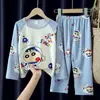 Pijamas Infantiles, Conjuntos Finos de Manga Larga para Niñas, Ropa de Casa Transpirable para Niños de Tallas Mediana y Grande para Primavera y Otoño, Tendencia al por Mayor Transfronteriza