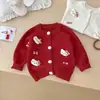 Suéter para Niña Otoño e Invierno Nuevo Cárdigan Tejido 2025 Estilo K Chaqueta Suéter con Patrón Estéreo de Kt para Bebé Niña Versátil