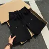 Shorts Pretos Desconstruídos em Patchwork com Tachas para Homem, Calças Casuais Resistentes de Verão Cleanfit, Shorts de Cinco Pontos Largos Estilo Americano