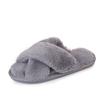 Pantuflas cruzadas peludas para mujer, otoño e invierno, nuevas pantuflas de interior con suela plana