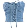 Lu Qiu Guo Nicho Roupa Externa Tomara que Caia Feminino Modelador Corporal Jeans Europeu e Americano Sexy Alças Cruzadas Costas Bonitas Db1207 Costas Nuas