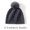 Novo Chapéu de Lã Grossa Quente com Pom-Pom Protetor de Orelha para Mulheres, 25% Caxemira, Moda de Inverno, Turbante de Tricô com Padrão Torcido