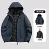 Chaqueta Azul Deportiva para Exteriores Tres en Uno Ropa de Abrigo para Mujer Ropa de Montañismo para Hombre Impermeable Cortavientos con Capucha Ropa de Protección contra el Frío para Esquí