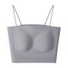 Ropa interior de seda con espalda bonita, verano, fina, sin marcas, seda de morera, tipo tubo, tirantes finos, camiseta interior básica con almohadilla en el pecho