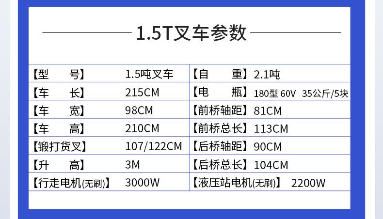 电动叉车详细参数