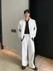 Conjunto de Dos Piezas para Hombre de Color Block Reflectante con Cuello Alto y Pantalones Casuales Rectos - Nuevo Color de Primavera y Otoño - Moderno
