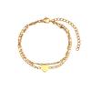 Pulsera europea y americana de venta caliente transfronteriza de cuentas cadena retorcida doble capa estrella de cinco puntas acero inoxidable chapado en oro de 18 quilates cadena de labios cadena Figaro