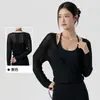 Top Sexy de Yoga con Escote en V Profundo para Mujer, Ligero y Transpirable, Camiseta de Fitness de Manga Larga, Pilates de Corte Relajado, Ropa Deportiva Casual