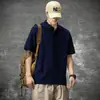 Fornecimento Exclusivo Transfronteiriço de Novos Tops de Verão de Manga Curta, Camisas Polo de Cor Sólida, Camisetas com Gola Estilo Coreano Masculino Modernas e Versáteis