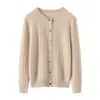 Cardigã de Lã Cashmere 100% Puro com Tranças, Gola Redonda, Manga Longa, Versátil, Aconchegante, Casaco de Tricô