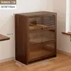 Librería a prueba de polvo de madera maciza, montada en la pared, color nogal, armario de almacenamiento, estantería de pie, estantería para el hogar