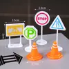 Veículo de engenharia barricada torre de guindaste semáforo placa de trânsito placa de rua decoração de bolo de aniversário acessórios decoração plug-in