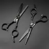 Tijeras de Peluquería de Alta Calidad de 6.0 pulgadas con Tornillo Pintura Negro Oro, Tijeras para Cortar el Cabello, Tijeras Planas, Tijeras Entresacadoras 03-05