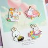 Accesorios de joyería coreana DIY K oro aleación de goteo de aceite de un solo lado colgante pequeño pulsera serie de conejito de dibujos animados