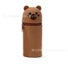 Porta-canetas de Silicone Animal de Desenho Animado Infantil, Recipiente de Caneta Dobrável Retrátil Fofo, Porta-armazenamento de Lápis Estilo Q-Cute para Alunos do Ensino Fundamental