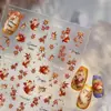 Pegatinas de Arte para Uñas en Relieve DIY Populares Otoño Retro Pegatinas para Uñas Hojas de Otoño Pegatinas de Joyería de Zorro Material Uñas Portátiles