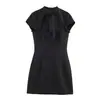 Comércio Exterior Roupas Femininas Primavera Nova Moda Elegante Vestido Curto de Bolinhas com Decoração de Laço