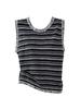 Chal de Punto sin Mangas con Cuello Redondo y Borde de Borlas Rayado Coreano para Mujer, Verano, Rejuvenecedor, Jersey de Lino de Alta Gama, Ropa para Mujer