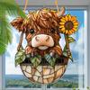Colgante de maceta con diseño de girasol y dibujos animados para jardín transfronterizo, decoración de animales de ganado, decoración de ventana acrílica, colgante para porche.