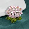 Elegante, elegante y elegante broche de hortensia rosa con gotas de aceite, broche de flor simple para mujer, accesorio con hebilla antiexposición