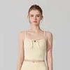 Nova Camisola Estilo Francês com Laço e Cordão para Mulheres, Elegante e Sedutora, com Costas Abertas e Bojos Embutidos, Adequada para Usar em Camadas ou como Top de Yoga
