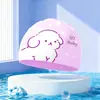 Touca de Silicone para Natação Infantil, Proteção para Ouvidos, Impermeável, Não Apertada, Silicone para Cabelo Longo Confortável, Touca Cartoon para Meninas e Meninos, Touca Cartoon Profissional para Bebês