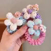 Gomas para el pelo de estilo coreano con lunares y flores para niños, accesorios para el pelo de perro de dibujos animados para niñas, pompones de tela para bebé, cuerdas para el pelo para recoger el cabello