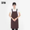 Avental com alça de ombro ajustável logo de catering impressão roupas de trabalho de cozinha cor sólida cintura comercial