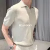 Polo de Punto Rayado de Manga Corta para Hombre, Polo de Verano con Cuello Campana, Corte Ajustado, Casual, Ligero, Moderno, Comercio Exterior, Venta al por Mayor Transfronteriza