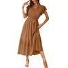 Comercio exterior europeo y americano estación independiente transfronteriza de Amazon wish nuevo vestido de verano largo de manga corta estampado para mujer