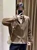 Casaco Suéter Cardigan de Lã 100% com Capuz e Zíper Dupla Face Estilo Coreano de Inverno Macio e Ceroso para Mulheres