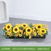 Flores Artificiales Paisajismo Girasol Flores Artificiales Valla Plantas Verdes Maceta Canaleta para Flores Separador de Girasol Decoración de Esquina Flores de Borde de Camino