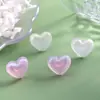 Aretes de Resina con Brillo de Gelatina de Árbol de Corazón Accesorios de Aretes Acrílicos de Color Sólido Fresco con Corazón de Durazno Accesorios Simples con Forma de Corazón Juveniles