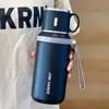 Caneca Térmica Tampa de Tigela Grande Capacidade com Aparência Premium Aço Inoxidável 316 Portátil para Uso Externo Estudantes Masculinos e Femininos Desenho Animado Tampa Única Uso Duplo