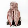 Lenço de Seda com Padrão Paisley Clássico Europeu e Americano para Mulheres, Lenço de Cabeça Versátil da Moda em Seda Sintética, Lenço Quadrado de 90cm, Atacado Transfronteiriço
