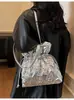 Bolsa de Cubo Nueva Plisada Transfronteriza 2025 Acolchada Coreana con Cordón Moda para Mujer Versátil Bolso de Hombro Cruzado