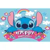 Tela de Fondo de Cumpleaños de Stitch Suministros de Decoración para Fiesta de Cumpleaños Diseño del Lugar Banner de Tela de Poliéster de Stitch