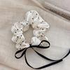 Dulce Liga para el Cabello Scrunchie para Mujeres, Satén de Alta Gama Estilo Coreano Versátil Cuerda para el Cabello, Suave Encaje Lunares Accesorio para el Cabello, Pañuelo Cuadrado para la Cabeza