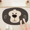 Alfombra de Piso de Baño de Barro de Diatomeas con Animales de Dibujos Animados, Alfombrilla Antideslizante Absorbente para Pies de Oso y Hipopótamo Lindos, Alfombra de Entrada de Baño