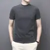 Camiseta de Manga Corta para Hombre, Cuello Medio Alto, Algodón Puro, Corte Ajustado, Nuevo Estilo de Verano, Camisa Blanca para Hombre, Camiseta Básica, Ropa para Hombre, Moderna