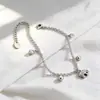 Pulseira com Pingente de Elefante em Aço Inoxidável de Luxo Leve para Mulheres, Incrustada com Diamantes, Contas Redondas, Acessórios de Joias da Moda Estilo Ins Nicho Venda por Atacado