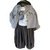 Ropa Infantil Estilo Coreano Conjunto de Otoño para Niños Tendencia 2025 Chaqueta Fina a Cuadros Pantalones Casuales de Moda para Bebé