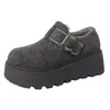 Sapatos Birkenstock Estilo Retrô Coreano Suaves com Bico Redondo e Solado Grosso para Aumentar a Altura para Mulheres, Lançamento Outono e Inverno 2026 Sapatos Fechados