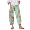 2026 Nuevos Pantalones Anchos de Amazon Sueltos Casuales de Algodón y Lino Estampados con Bolsillo Cintura Elástica Pantalones Cortos para Mujer en Stock