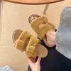 Pantuflas de Plataforma Peludas para Mujer que Aumentan la Altura con Diseño de Doble Hebilla, Pantuflas de Algodón 2026, Moda de Suela Gruesa Nuevo Estilo Otoño/Invierno
